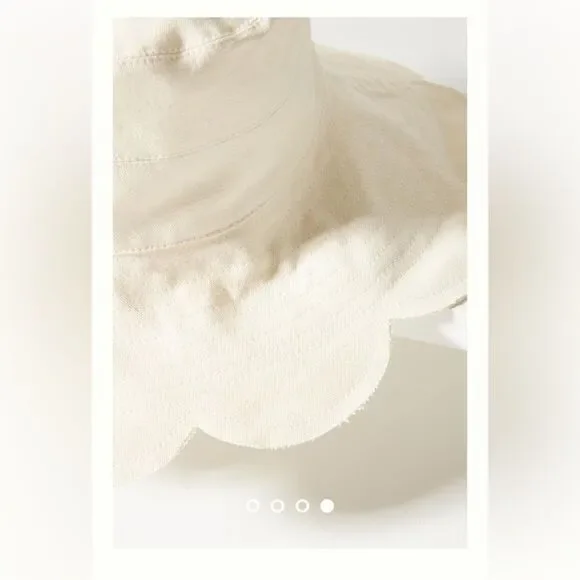 Flower Canvas Bucket Hat By Anthropologie in Ivory